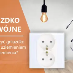 Jak podłączyć gniazdko podwójne z uziemieniem? Na zdjęciu podwójne gniazdko, śrubokręty i kombinerki.