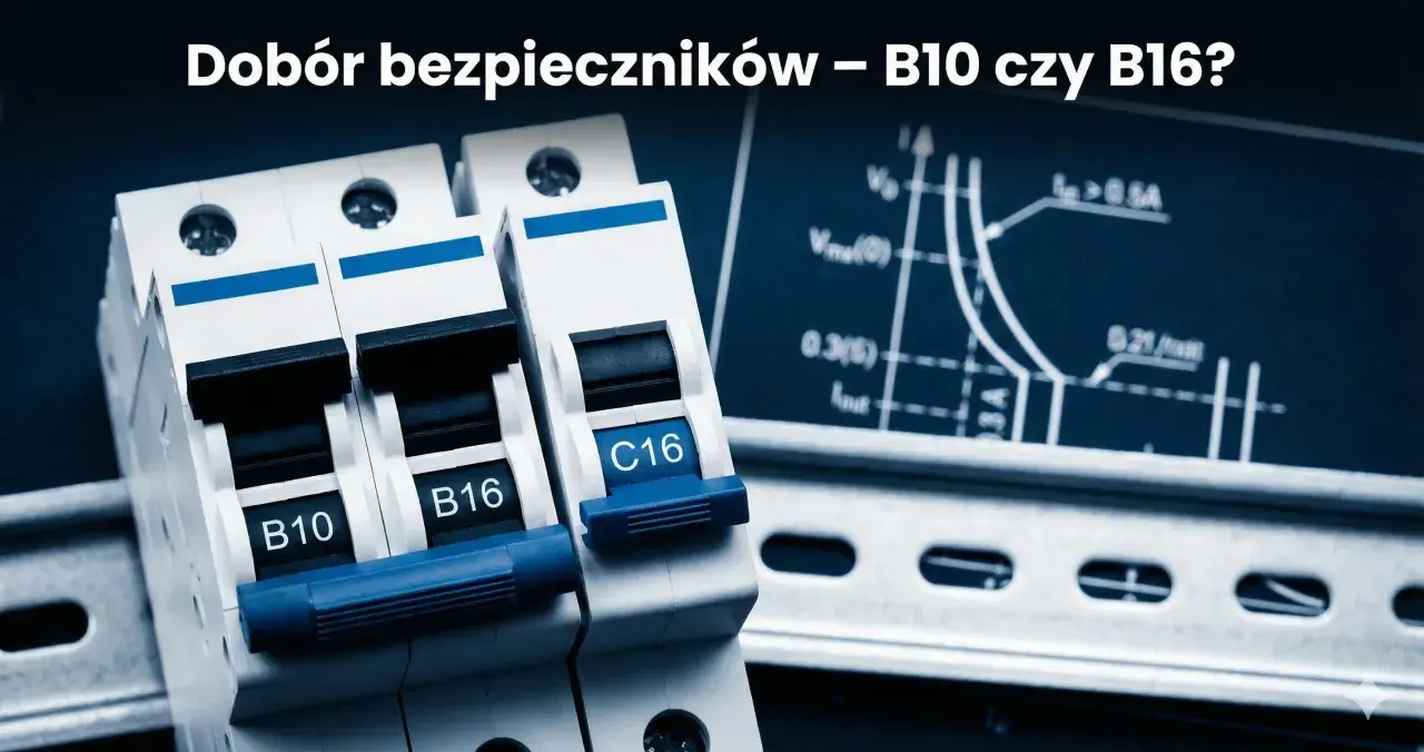 Bezpiecznik B10, B16 i C16 na szynie DIN. Wykres charakterystyki bezpiecznika. Jak dobrać bezpiecznik B10 ile wat mocy obsłuży?