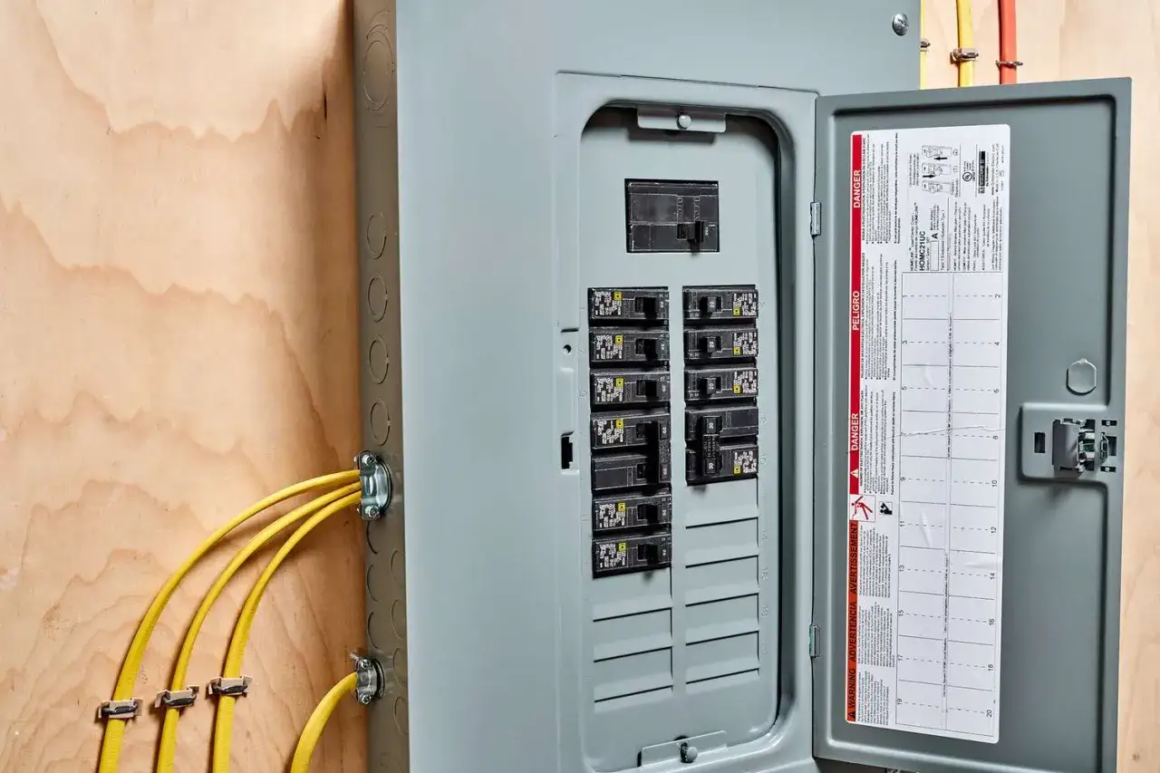 Panel elektryczny z wyłącznikami. Zastanawiasz się, jaki bezpiecznik do lodówki? Sprawdź oznaczenia na wyłącznikach.