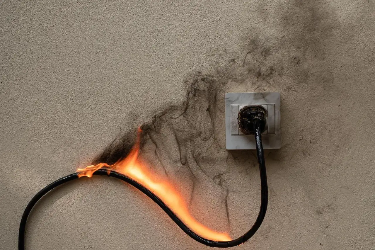 Płonący kabel w gniazdku. Zastanawiasz się, jakie bezpieczniki do mieszkania w bloku? To ostrzeżenie przed pożarem!